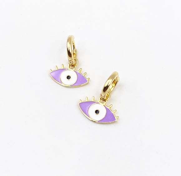 Purple Evil Eye Earrings