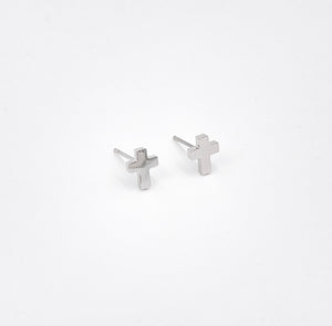 Mini cross earring studs